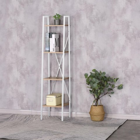 BIAŁY REGAŁ - INDUSTRIAL, DĄB, METAL, 4 PÓŁKI, MDF BIAŁY REGAŁ - INDUSTRIAL, DĄB, METAL, 4 PÓŁKI, MDF