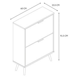 SKANDYNAWSKA SZAFKA NA BUTY, BIAŁA, DĄB, UCHYLNA, DO PRZEDPOKOJU, 60 CM